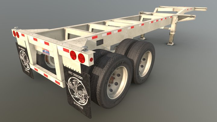 20ft Container Trailer 3D Model