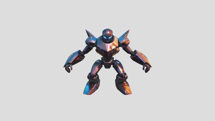 Humanoid robot with blue eyes 3D Model