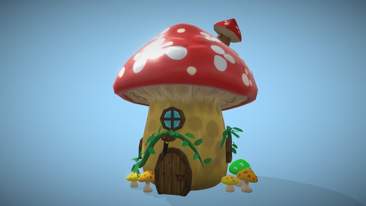 Stylized Mushroom House 3D Model