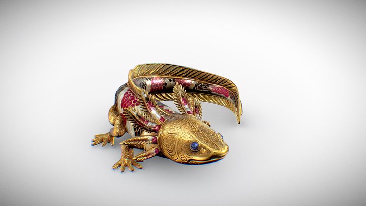 Gold Axolo 3D Model