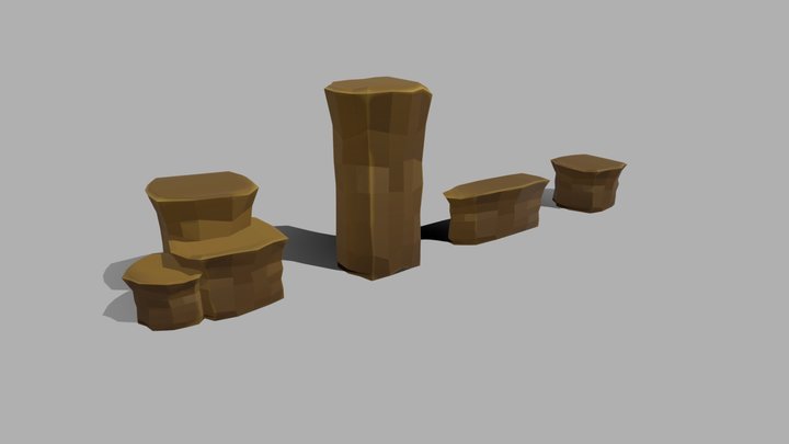 Low Poly Sandy Cliffs 3D Model
