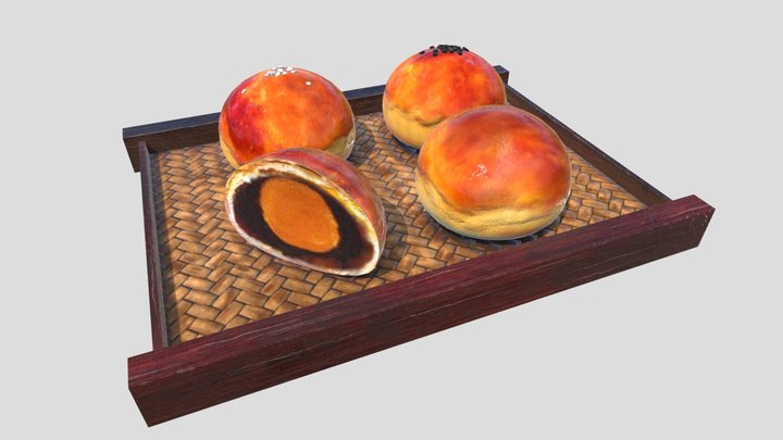 Asia food_moon cake 3D Model
