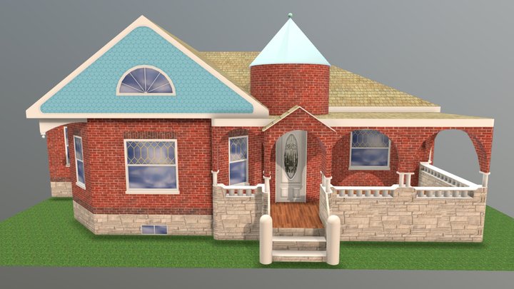 Small Victorian Brick House 3D Model