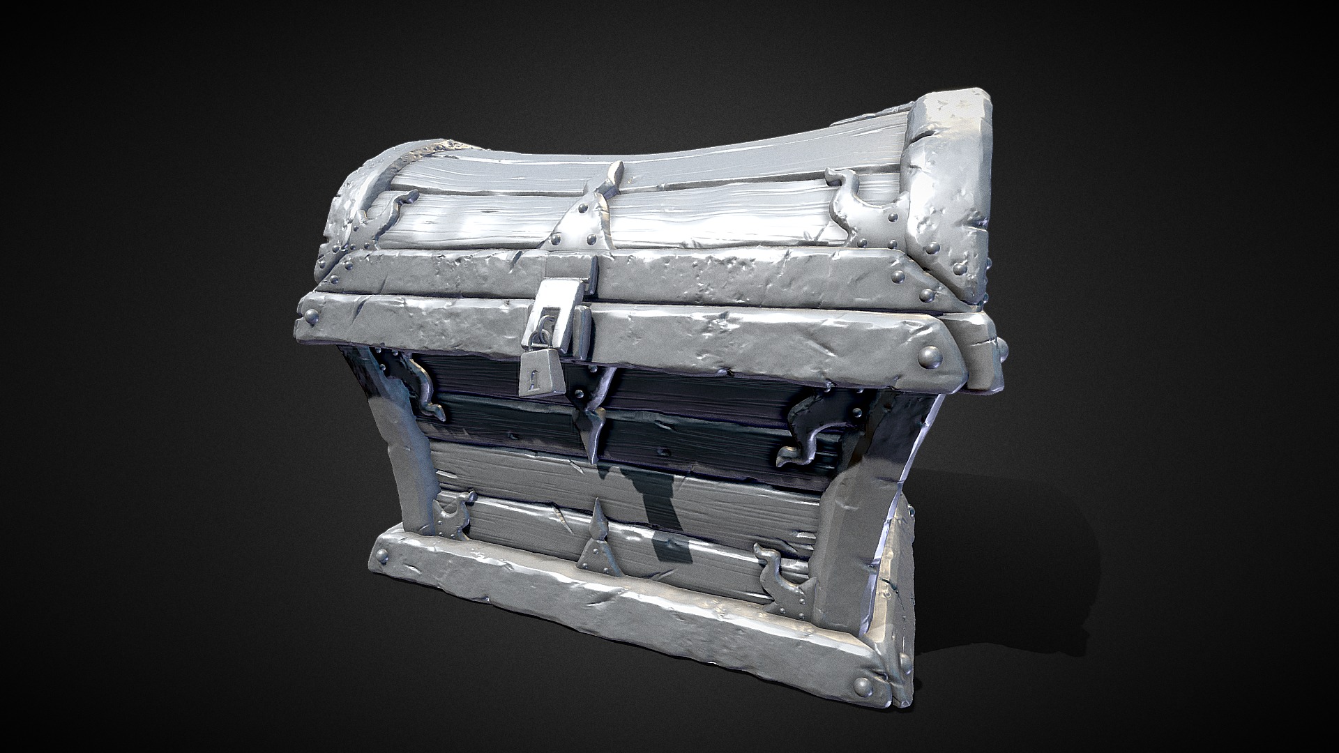 3D model 3D Fantasy Treasure Chest – High Poly - This is a 3D model of the 3D Fantasy Treasure Chest - High Poly. The 3D model is about a metal object with a hole in it.