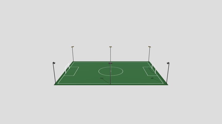 Cancha Futbol 5 Con Reflectores 3D Model