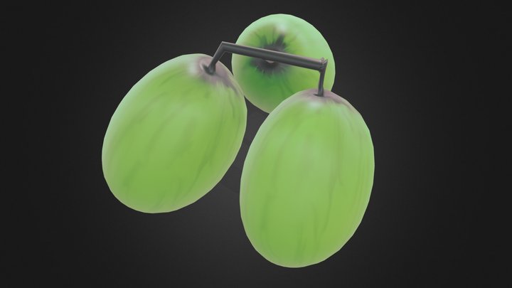3 green grapes 3D Model