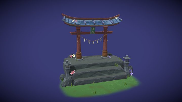Stylized Japanese Fantasy Torii 3D Model