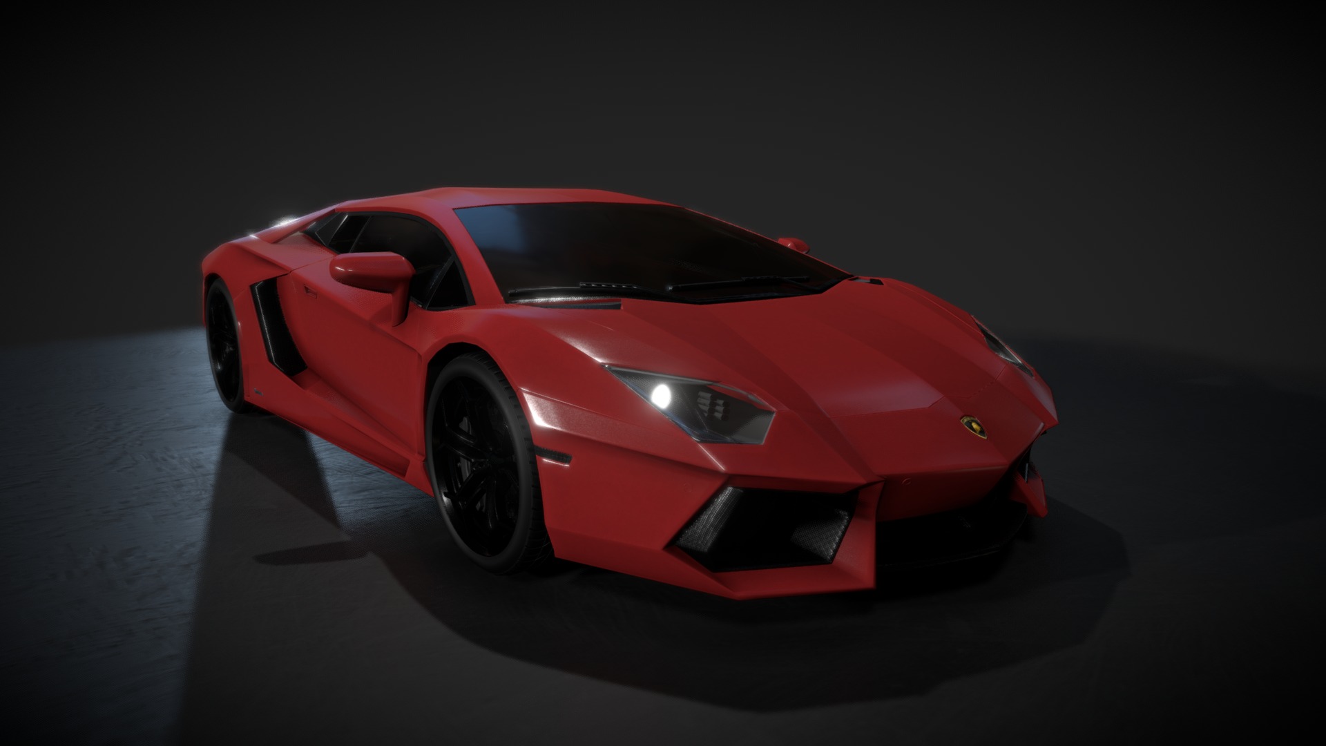 3D model Lamborgini Aventador - This is a 3D model of the Lamborgini Aventador. The 3D model is about a red sports car.