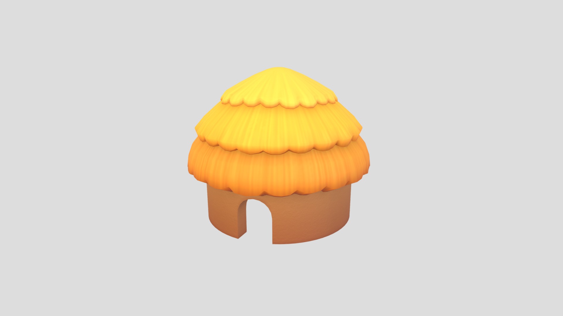 3D model Cartoon Hut - This is a 3D model of the Cartoon Hut. The 3D model is about a yellow and orange ice cream cone.