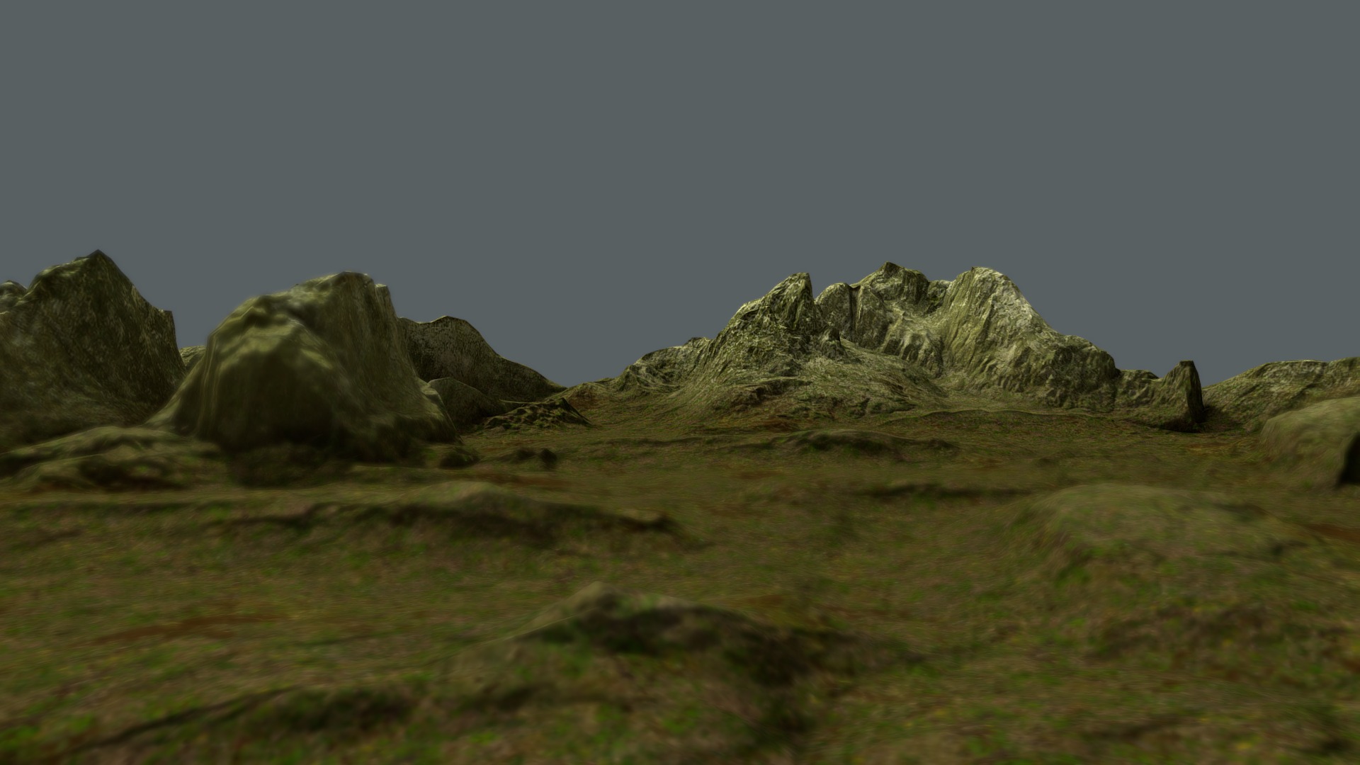 3D model Mossy Rock Terrain - This is a 3D model of the Mossy Rock Terrain. The 3D model is about a grassy area with rocks in it.