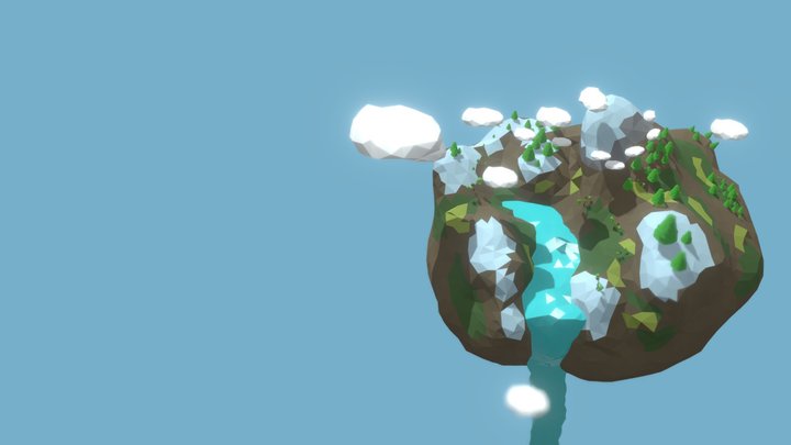 low poly Floating island 3D Model