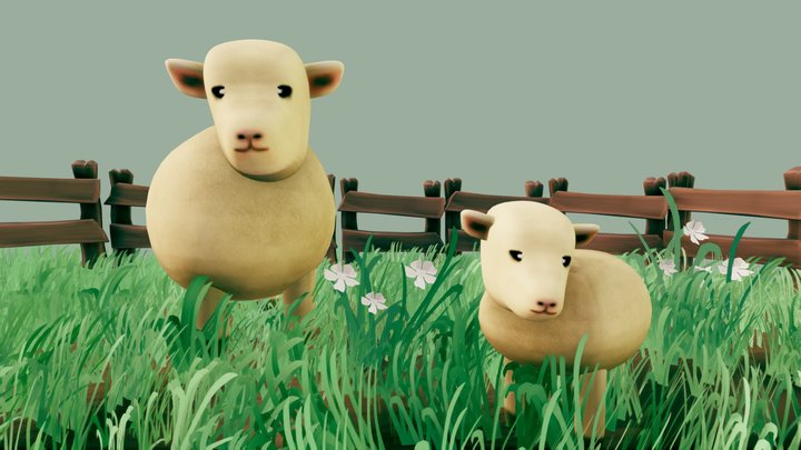 Sheep Family 3D Model