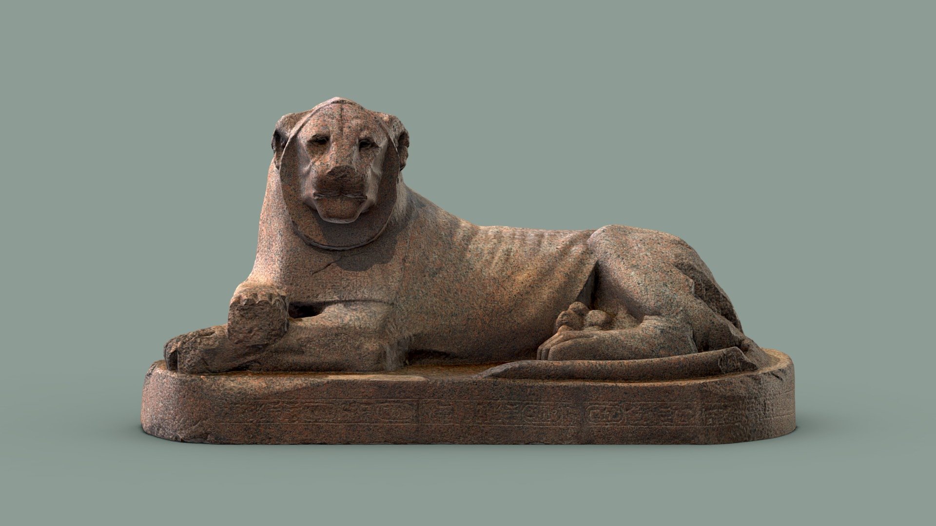 Red granite lion of Amenhotep III (Polycam)