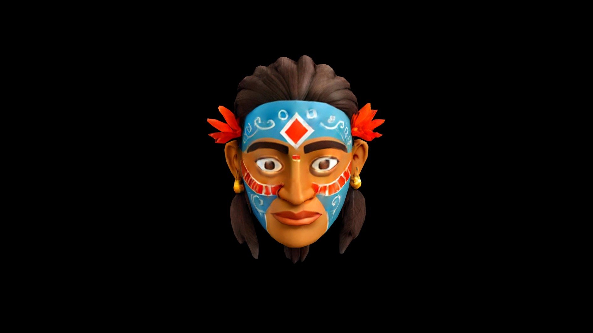 The image features a colorful mask with blue and - Download Free 3D ...