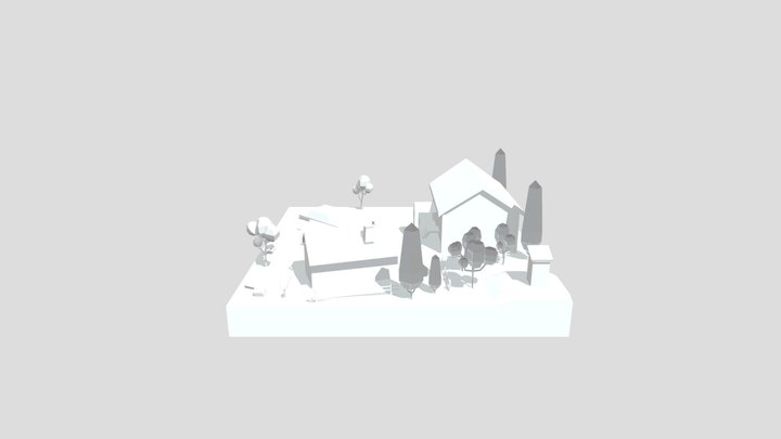 Forest loner - Diorama and house blockout 3D Model