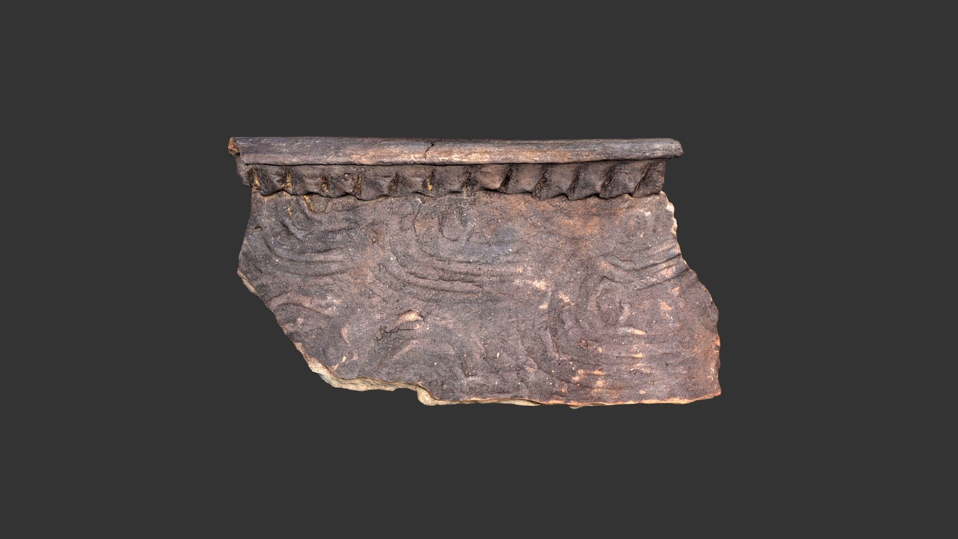 Qualla Complicated Stamped Jar Rim (2156p19)