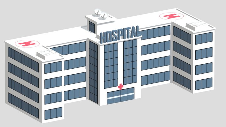 Caortoon Hospital Building 3D Model