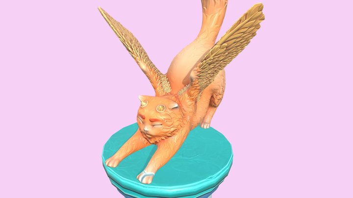 Cat Temple Guardian 3D Model