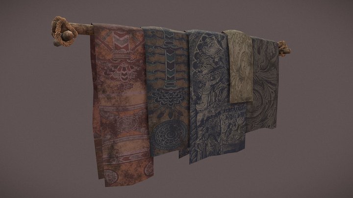 Medieval Blanket Hanger 3D Model