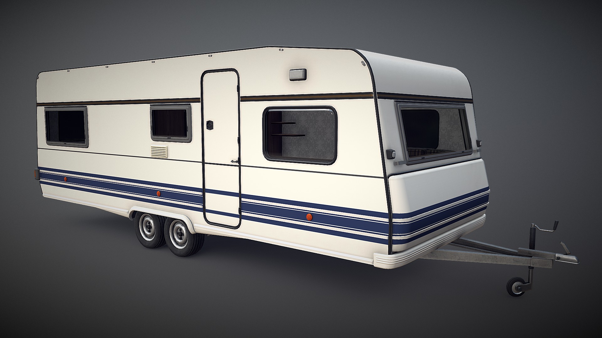 3D model PBR Camper Trailer - This is a 3D model of the PBR Camper Trailer. The 3D model is about a trailer with a trailer.