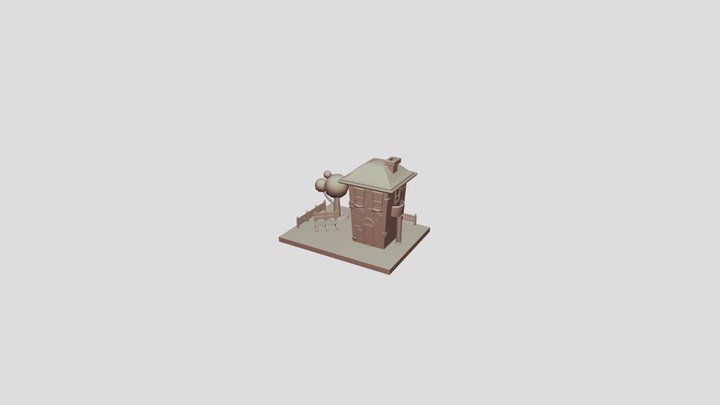 House with a bench scene ready for texturing 3D Model