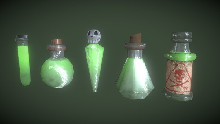 Poison Bottles 3D Model