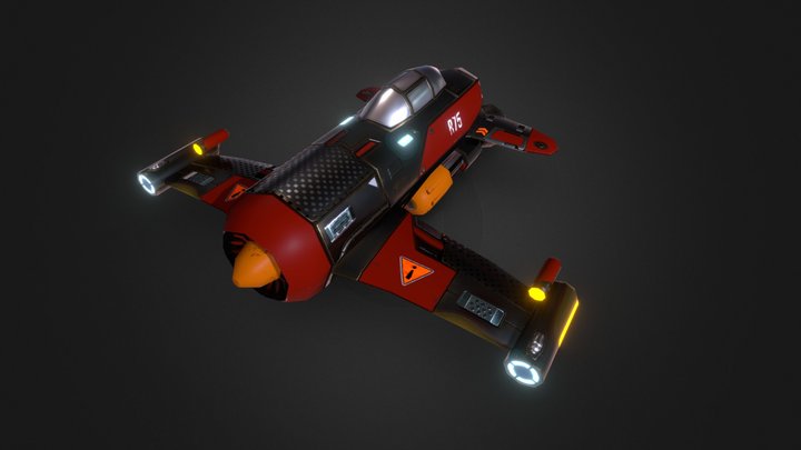 Scifi Small Plane (Lowpoly, PBR & Game Ready) 3D Model