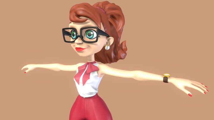 Character female cartoon 3D Model