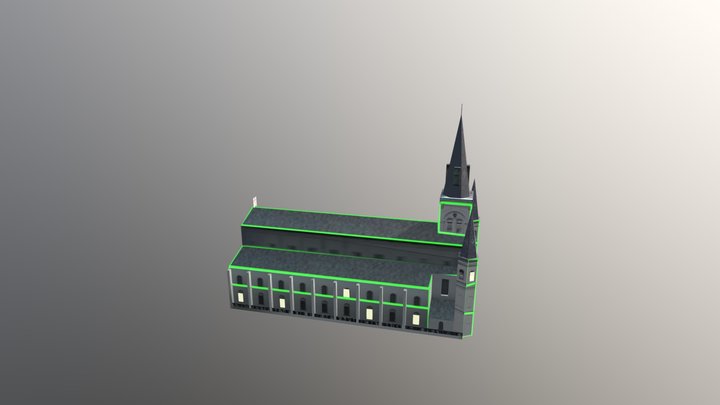 Cathedral with neon lights 3D Model