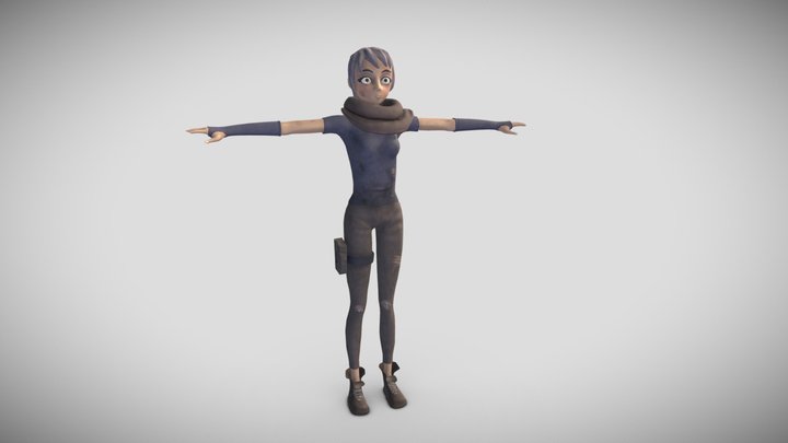 Stylized Female Game Character Apocalyptic 3D Model