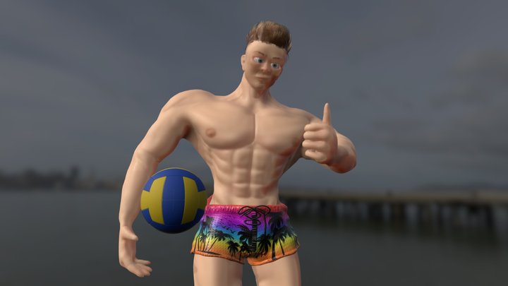 Masculine Male Swimmer (Posed) 3D Model