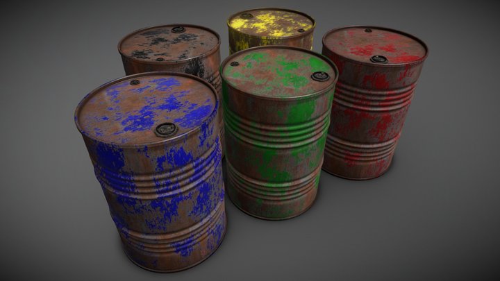 Rusty oil barrels – Modello 3D gratuito STL