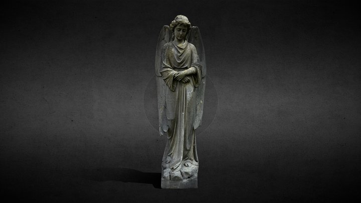 Graveyard Angel Stone Sculpture Statue 3D Model