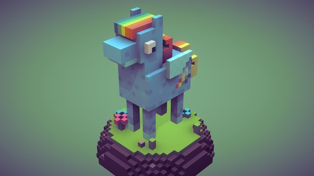 Voxel Little Pony Game Character 3D Model