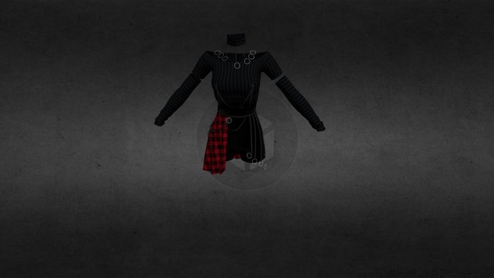 casual gothic outfit 3D Model