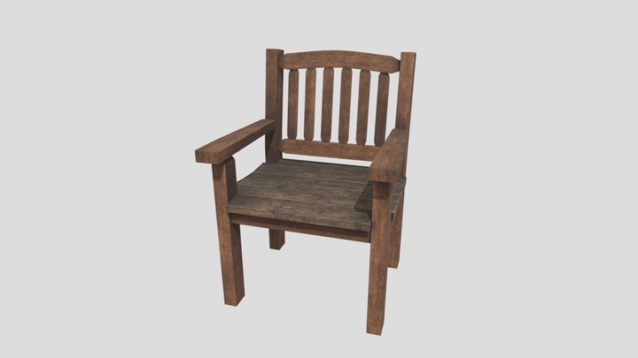 Worn Wooden Chair 3D Model