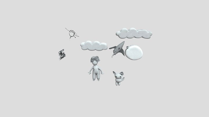 Figura: Álbum ilustrado. Personaje y escena. – Kostenloses 3D-Modell STL