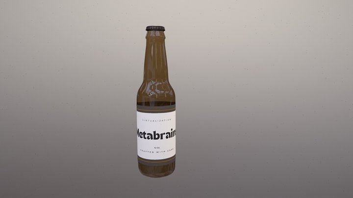 Free Glass Beer/Soda Bottle with Cap and Label 3D Model