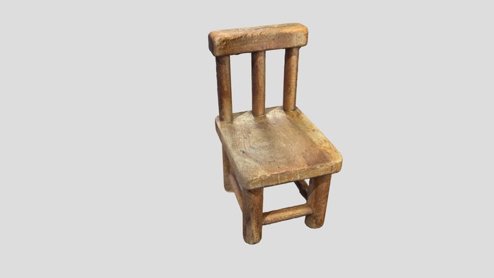 古い木の椅子 子ども用　Old wooden chair for children 3D Model