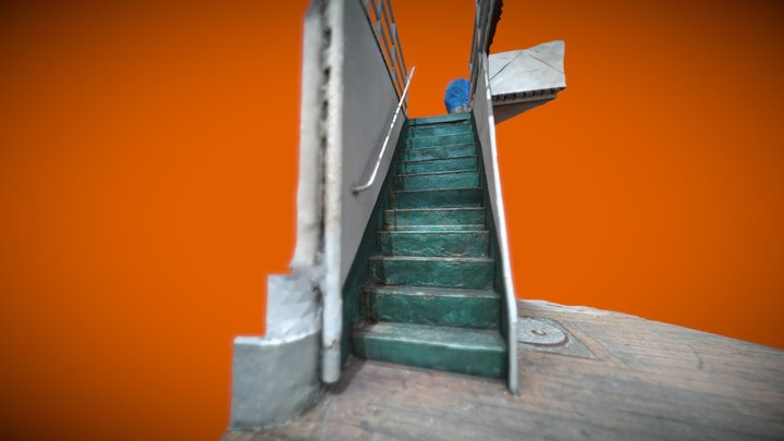 Metal Stair on a ship 3D Model