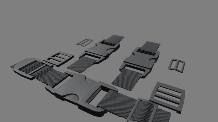 Set of fastener plastic buckle or fastex buckles 3D Model