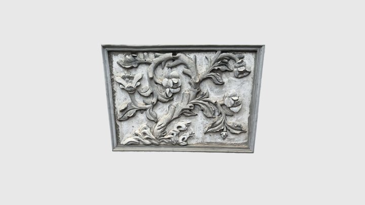 Relief Brick Carving of Flowering Branches 砖雕花卉图 3D Model