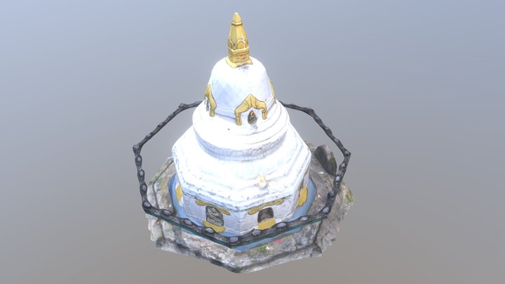 Buddhist Stupa Shrine Realistic Low Poly 3D Model