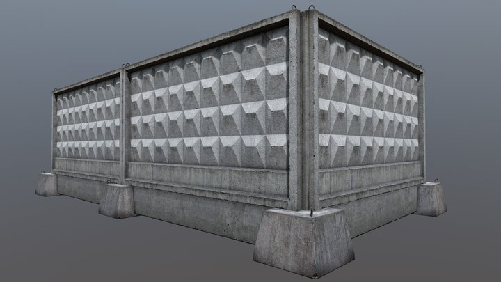 Soviet concrete fence PO-4 3D Model