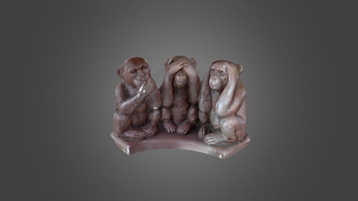 3 Wise monkeys 3D Model