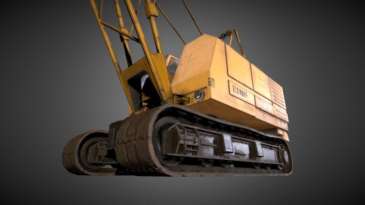 Crane with wrecking ball 3D Model