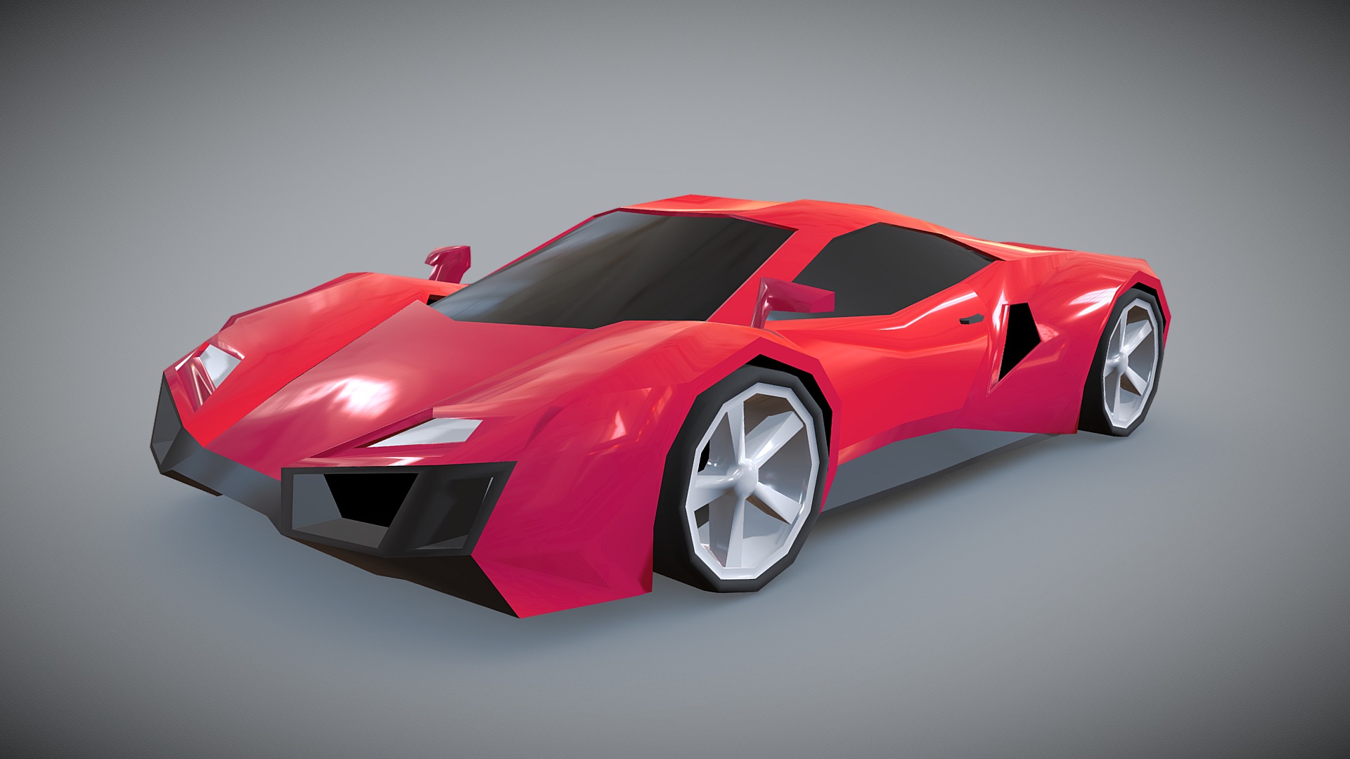 3D model Lowpoly Sportscar concept - This is a 3D model of the Lowpoly Sportscar concept. The 3D model is about a red sports car.
