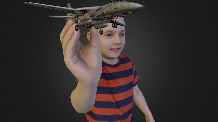 Boy with plane 3D Model