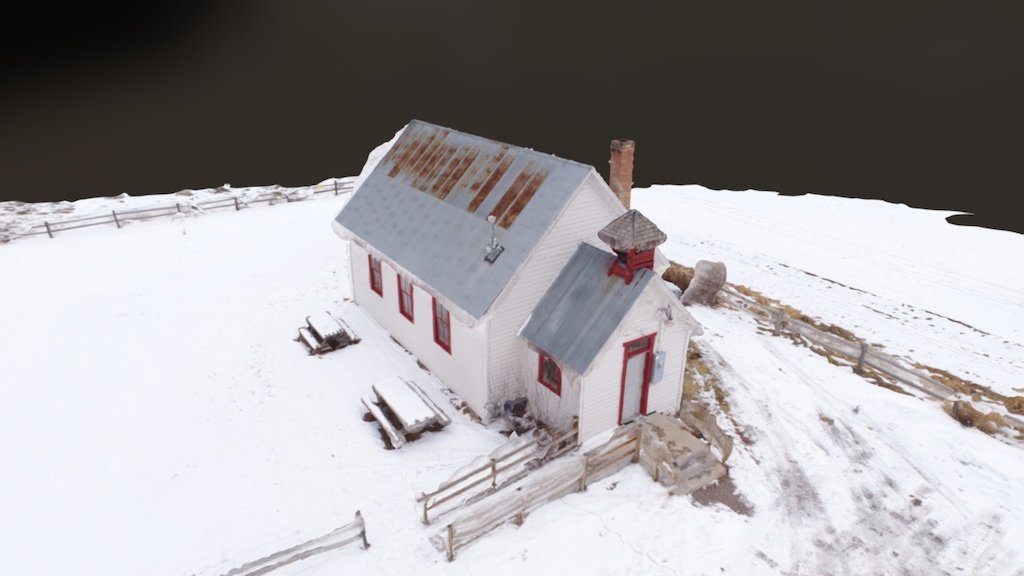 Aerial 3d scan: 19th cent. Colorado schoolhouse