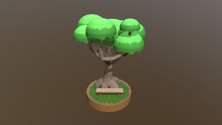 Stylized tree diorama 3D Model